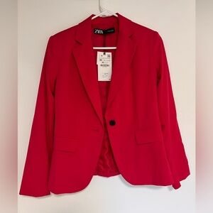 NWT Zara Red Blazer Classic Suit Jacket